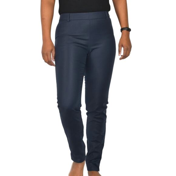 Max Mara Ankle Zip Pant Blue Navy Mid Rise All Seasons Trouser Dress Slim Size 2 - Picture 1 of 15